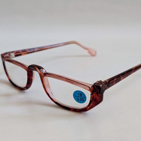 NWT Vintage 90's Plastic Rectangle Half Frame Reading Glasses (Red. Tortoise) - Picture 3 of 5